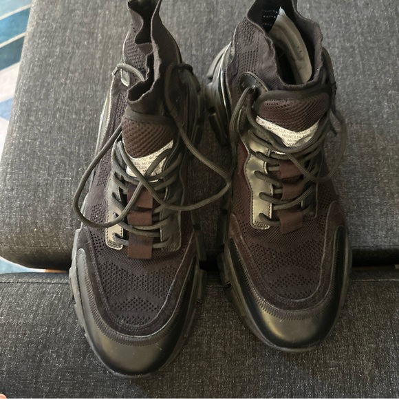 MONCLER Black Leave No Trace Hi-Top Lace Up Chunky Sole Sneakers, Mens S 45/11 - Picture 2 of 9